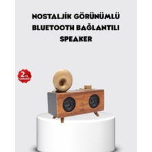 Uravas Store Retro Gramofon Tasarımlı Bluetooth Hoparlör – 3D Stereo Ses, 1800 Mah Batarya