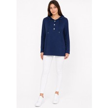Neden Tekstil Kadın Kapüşonlu Lacivert Sweatshirt