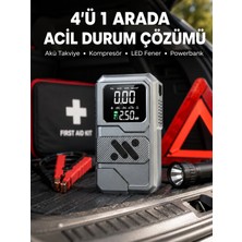 AyrStore Araçlar Için Akü Takviye Lastik Şişirme ve Powerbank Cihazı