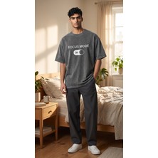 Lumora Store %100 Pamuk Focus Mode Baskılı Unisex Oversize Tişört
