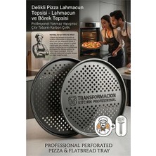 ALK Profesyonel Delikli Pizza Tepsisi 32 cm - Yanmaz Yapışmaz Çıtır Tabanlı Karbon Çelik Lahmacun ve Börek Tepsisi 723292