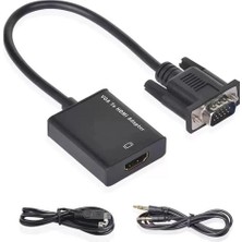 Vcom CG597 VGA Erkek To HDMI Dişi+Aux Siyah Dönüştürücü (Kdo)