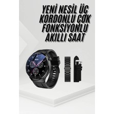 Armüz Amoled Ekran Metal Deri Silikon Kordonlu Uyku ve Sağlık Takibi