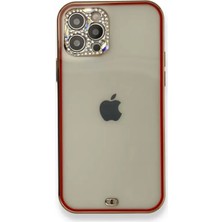 Mariposa Secret Newface Apple iPhone 12 Pro Kılıf Liva Taşlı Silikon - Kırmızı