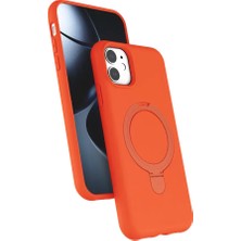 Mariposa Secret Newface Apple iPhone 11 Regal Magsafe Standlı Kapak - Turuncu