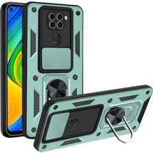 Mariposa Secret Newface Xiaomi Redmi Note 9 4g Kılıf Pars Lens Yüzüklü Silikon - Yeşil