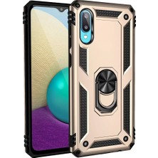 Mariposa Secret Newface Samsung Galaxy A02 Kılıf Sofya Yüzüklü Silikon Kapak - Gold