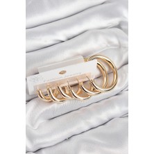 Clariss Pirinç Halka Model Gold Renk Kadın Set Küpe