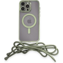 Mariposa Secret Newface Apple iPhone 12 Pro Max Kılıf Divo Lazer Askılı Magsafe Kapak - Koyu Yeşil