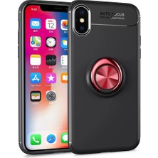 Mariposa Secret Newface Apple iPhone Xs Max Kılıf Range Yüzüklü Silikon - Siyah-Kırmızı