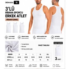 Yıldız Çamaşır Erkek Ribana Sporcu %100 Pamuk Atlet (15-17-19) - 3 Adet