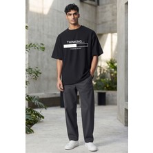 Lumora Store %100 Pamuk Thinking Baskılı Unisex Oversize Tişört