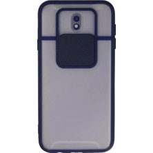 Mariposa Secret Newface Samsung Galaxy J7 Pro / J730 Kılıf Palm Buzlu Kamera Sürgülü Silikon - Lacivert