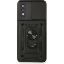 Mariposa Secret Newface Samsung Galaxy A02 Kılıf Pars Lens Yüzüklü Silikon - Siyah