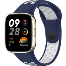 Mariposa Secret Newface Xiaomi Redmi Watch 3 Spor Delikli Kordon - Lacivert-Beyaz