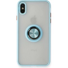 Mariposa Secret Newface Apple iPhone x Kılıf Montreal Yüzüklü Silikon Kapak - Buz Mavi