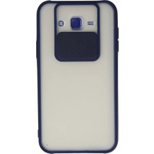 Mariposa Secret Newface Samsung Galaxy J7 Kılıf Palm Buzlu Kamera Sürgülü Silikon - Lacivert
