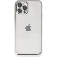 Mariposa Secret Newface Apple iPhone 12 Pro Kılıf Razer Lensli Silikon - Gümüş