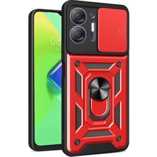 Mariposa Secret Newface Infinix Hot 30 5g Kılıf Pars Lens Yüzüklü Silikon - Kırmızı