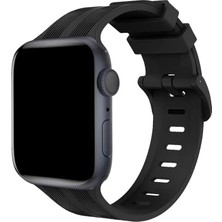 Mariposa Secret Newface Apple Watch 38MM KR408 Çizgili Silikon Kordon - Siyah