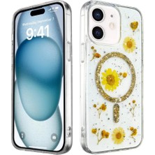 Mariposa Secret Newface Apple iPhone 12 Kılıf Daisy Simli Magsafe Kapak - Gold
