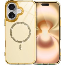 Mariposa Secret Newface Apple iPhone 16 Live Diamond Magsafe Kapak - Sarı