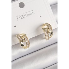 Clariss Pirinç Gold Renk Zirkon Taşlı Zincir Model Kadın Küpe