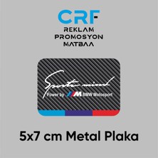 CRF Reklam Promosyon Matbaa Bmw Sports Motorsports Metal Plaka Karbon Fiber Desenli 5x7 cm Arkası Yapışkanlı