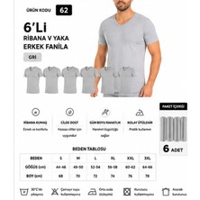 Yıldız Çamaşır Erkek Ribana V Yaka %100 Pamuk Body Fanila Atlet (60-61-62) - 6 Adet
