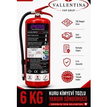 Vallentina 6 kg Kuru Kimyevi Tozlu Yangın Söndürme Cihazı Tse-Hyb Belgeli Yüksek Performanslı