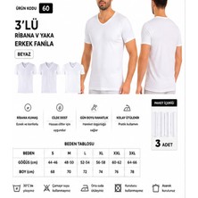 Yıldız Çamaşır Erkek Ribana V Yaka %100 Pamuk Body Fanila Atlet (60-61-62) - 3 Adet