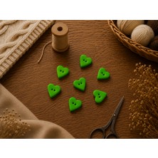 Bkc Ticaret 6'lı Açık Yeşil El Yapımı Polimer Kil Kalp Düğme 1,5 cm – Dekoratif Örgü, Bebek Yeleği ve Amigurumi Düğmesi