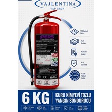 Vallentina 6 kg Kuru Kimyevi Tozlu Yangın Söndürme Cihazı Tse-Hyb Belgeli Yüksek Performanslı