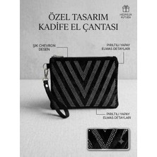 Raksin Kadife Taş Işlemeli Abiye El Çantası