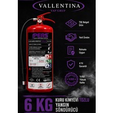 Vallentina 6 kg Kuru Kimyevi Tozlu Yangın Söndürme Cihazı Tse-Hyb Belgeli Yüksek Performanslı