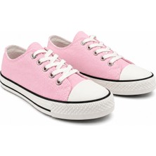 Rexba Unisex Pembe Kanvas Sneaker Günlük Spor Ayakkabı Bağcıklı Rahat Yürüyüş Ayakkabısı