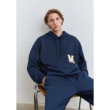 Mavi Sırt Baskılı Kapüşonlu Lacivert Sweatshirt 0S10375-89353