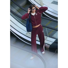 Mavi Biye Detaylı Fermuarlı Bordo Sweatshirt 1S10365-70393