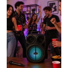 ALK Kablosuz Karaoke Hoparlör Mikrofonlu Rgb Işıklı 6.5 Inç Bluetooth Speaker Taşınabilir
