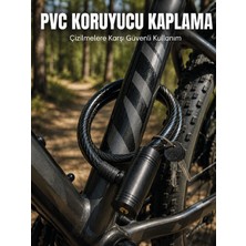 Tech Butiq 12 mm Pvc Kaplamalı Bisiklet Kilidi 80 cm Anahtarlı Çelik Halat Kilit 2 Anahtarlı Güvenlik Kili