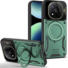 Uravas Store Mey Ithalat®   Redmi Note 14 Pro 4g Kılıf Joy Lens Standlı Kapak - Koyu Yeşil