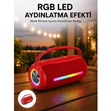 Tech Butiq 360 Rgb Led'li Taşınabilir Bluetooth Hoparlör – Kırmızı, Usb/tf Destekli