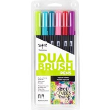 Tombow : Ab-T : Dual Brush Pen Grafik Kalem Seti : 10 Renk (Tropikal Renkler)