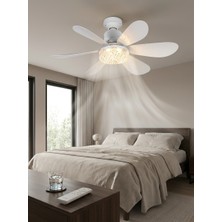 ALK Crystal Aura 52 cm Ultra Sessiz LED Tavan Vantilatörü | 3 Kademeli Bakır Motor | Kumandalı Kristal Avize Vantilatör