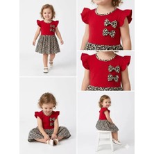 Diji Baby 1/4 Yaş Çift Fiyonklu Leopar Baskılı Çocuk Elbisesi