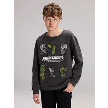 Lc Waikiki Yeni Sezon Bisiklet Yaka Minecraft Baskılı Erkek Çocuk Sweatshirt