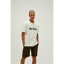 Bad Bear Title Oversize T-Shirt Marshmallow Beyaz Baskılı Erkek Tişört