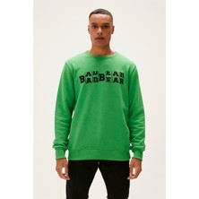 Bad Bear Counter Erkek Yeşil Baskılı Sweatshirt