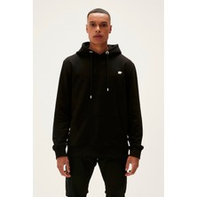 Bad Bear Kapüşonlu Long Story Hoodie Night Erkek Siyah Düz Renk Tasarımlı Rahat Sweatshirt