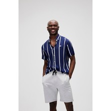 Bad Bear Sergio Shirt Lacivert Kısa Kollu Çizgili Erkek Gömlek